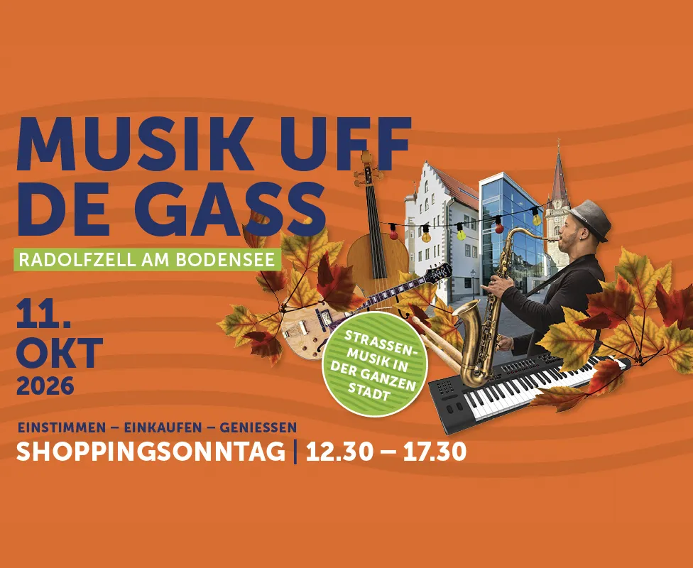 Musik uff de Gass 2026 in Radolfzell am Bodensee – Straßenmusik, Shopping-Sonntag und herbstliches Stadtfest am 11. Oktober 2026